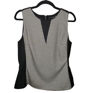 White House Black Market - Houndstooth Peplum Blouse - Size 10